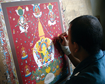 パタンの工房でポーバーを描く絵師 パタンの工房でポーバーを描く絵師