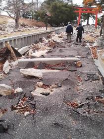 震災直後の波うつ参道 震災直後の波うつ参道