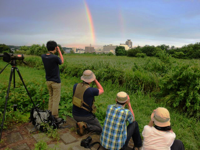 多摩川にでっかい虹が掛かりました