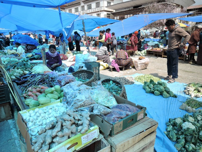 ブータンの市場に並ぶ野菜たち（パロのサブジバザール）