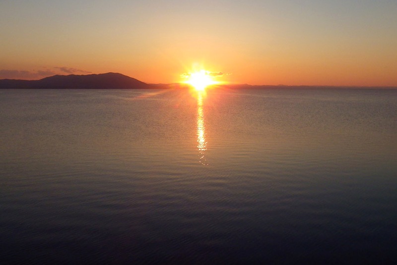 サロマ湖の夕日