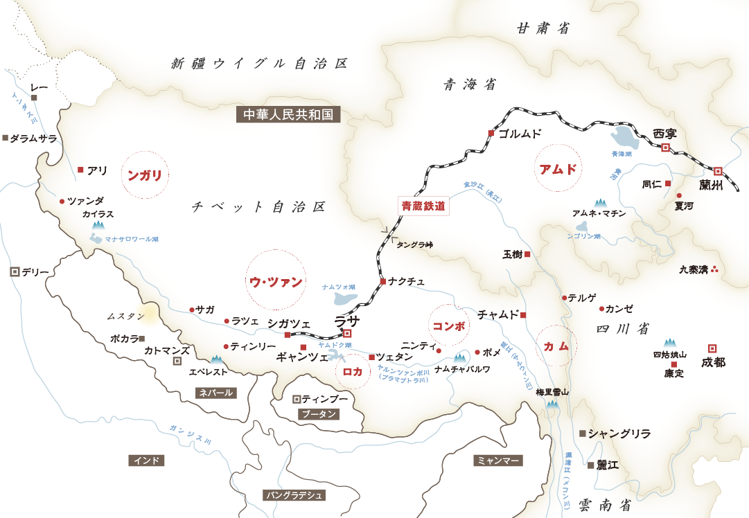 チベットの地図