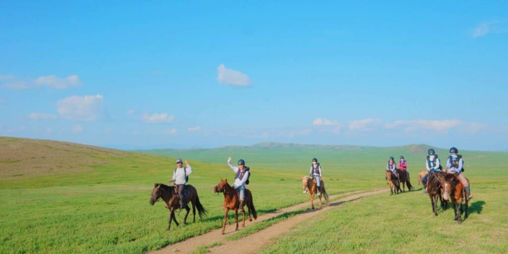 慣れたら常歩で草原乗馬を楽しみます