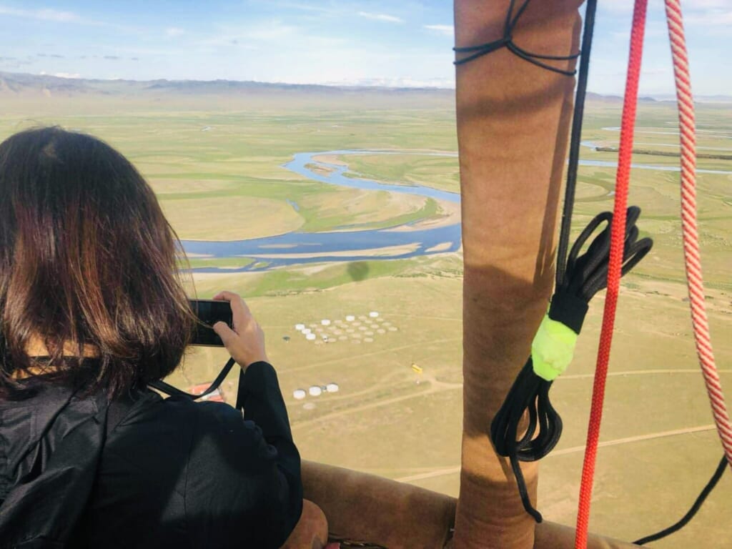 気球に乗って大空からキャンプ場をパチリ