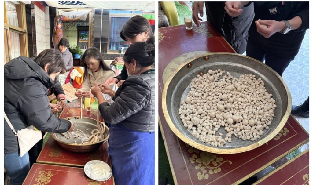 少し大きくなっている団子に、紙が入っています