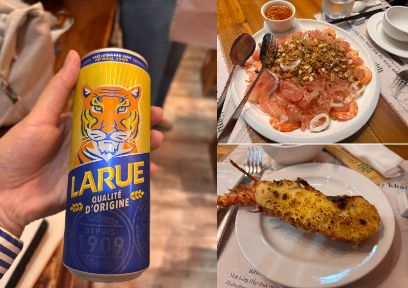 中部を代表するビールラルー(左)と海鮮料理