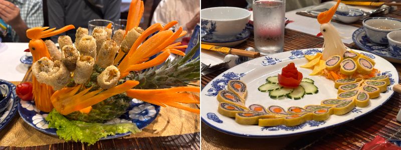 盛り付けが華やかなフエの宮廷料理